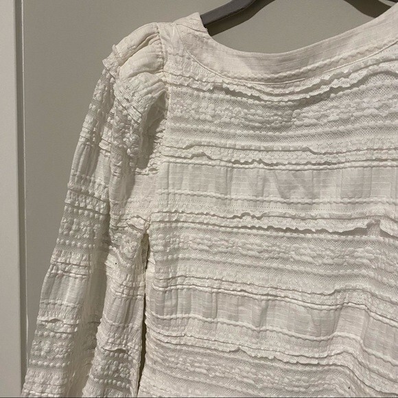 Tularosa Dress White Lula Balloon Long Sleeve Boho Crochet Lace Mini Short Small - Picture 9 of 10